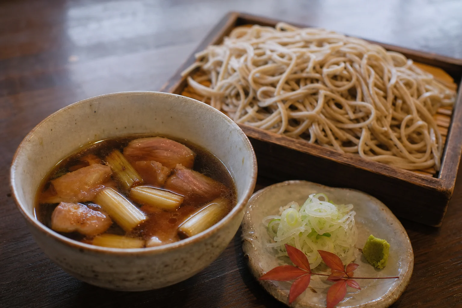 温かな鴨汁と冷たいそば
